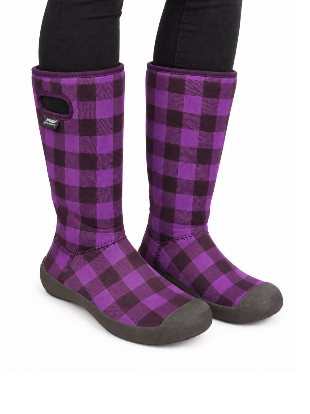 Size 5 Bogs Girls Summit Buffalo Plaid Boots Purple Multi